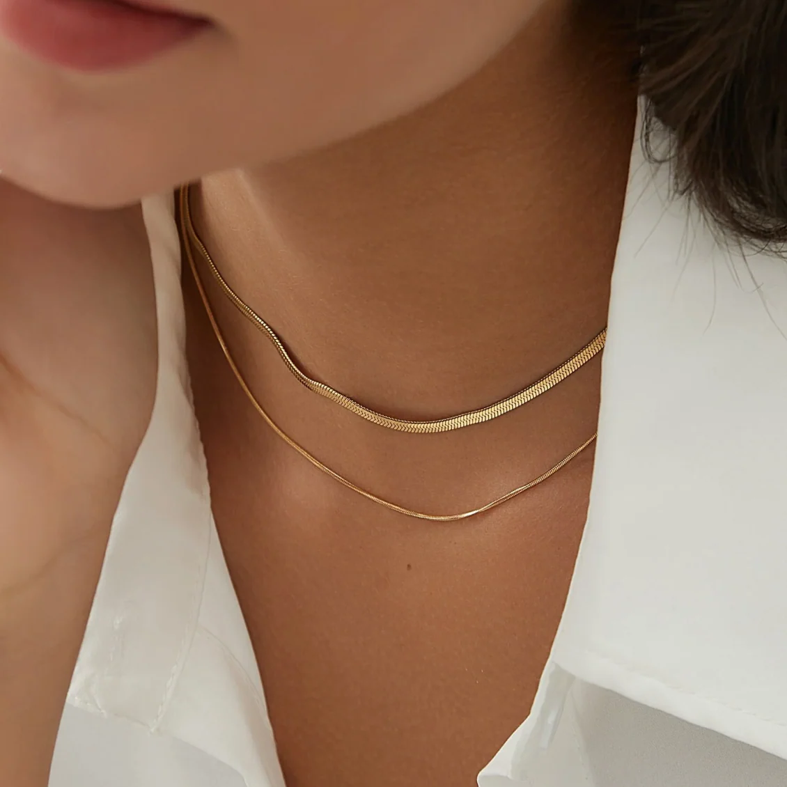 Double Layer Snake Chain Necklace - Image 3