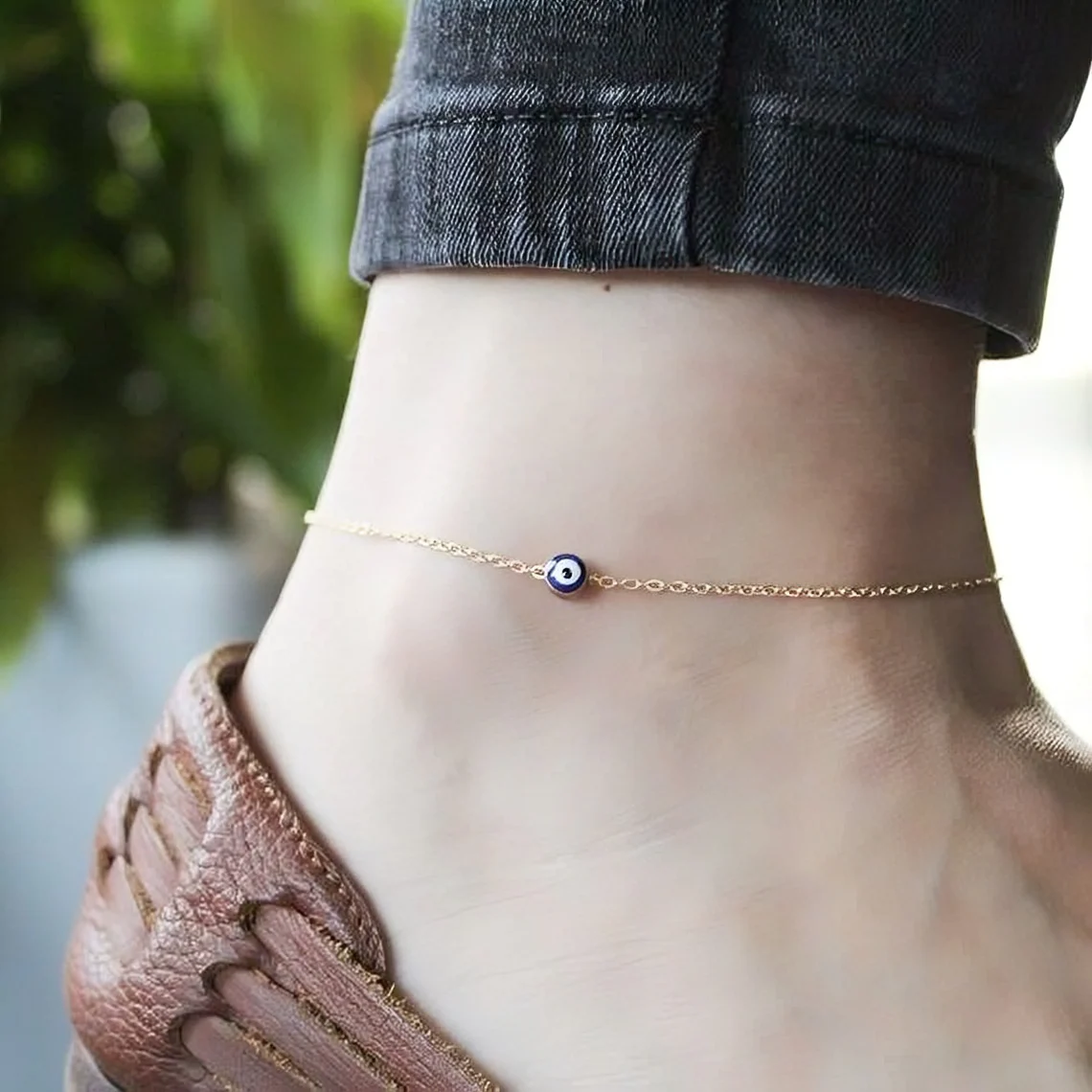 Minimal Evil Eye Anklet - Image 5