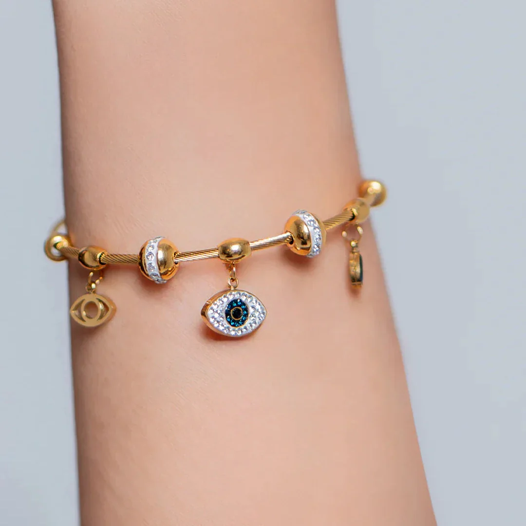 Evil Eye Charm Bangle - Image 3