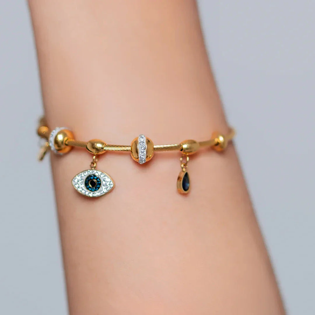 Evil Eye Charm Bangle - Image 4