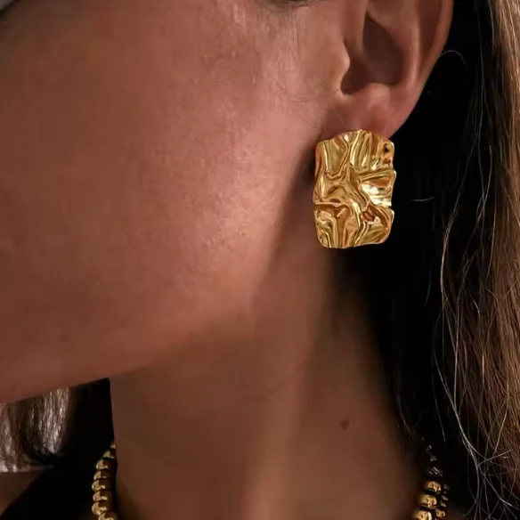 Sculptural Gold Statement Earring - Image 3